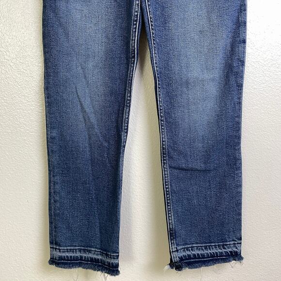 Re/Done 90s High Rise Extra Crop Jeans Womens 25 Blue Denim Button Undone Hem - Picture 5 of 12